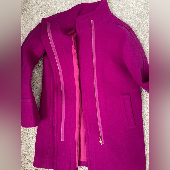 J. Crew Women's Fuchsia Stadium Wool Coat - Picture 5 of 5